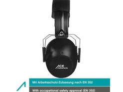 ACE Gehörschutz ACE SHH EN 352-1 Zertifiziert, -26dB, Schwarz
