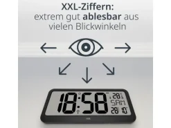 ADE Funkuhr XXL Wanduhr oder Regeluhr Schwarz