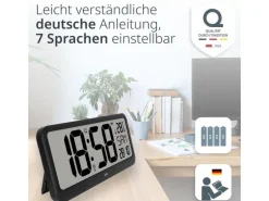 ADE Funkuhr XXL Wanduhr oder Regeluhr Schwarz