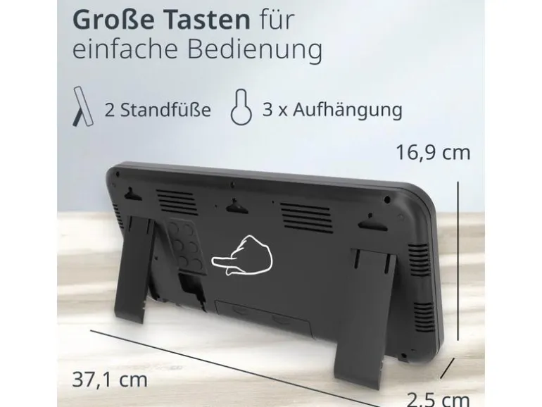 ADE Funkuhr XXL Wanduhr oder Regeluhr Schwarz
