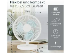 ADE Tischventilator kabellos Weiss