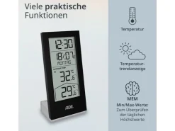 ADE Wetterstation mit Funk-Aussensensor Schwarz