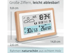 ADE Wetterstation mit Funk-Aussensensor Holz-Weiss