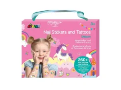AVENIR Nagelset Sticker und Tattoos Einhorn Motiv