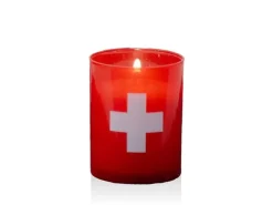 balthasar Kerze im Glas Schweizer Kreuz 4 Stück, Rot