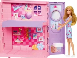 Barbie Barbie Wochenend-Haus mit Puppe, 30 cm, 4 Spielbereiche