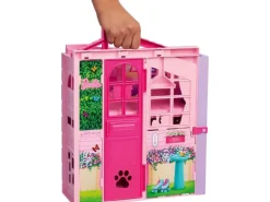Barbie Barbie Wochenend-Haus mit Puppe, 30 cm, 4 Spielbereiche