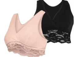 Carriwell Still-BH mit Spitzen Schwarz + Nude, L