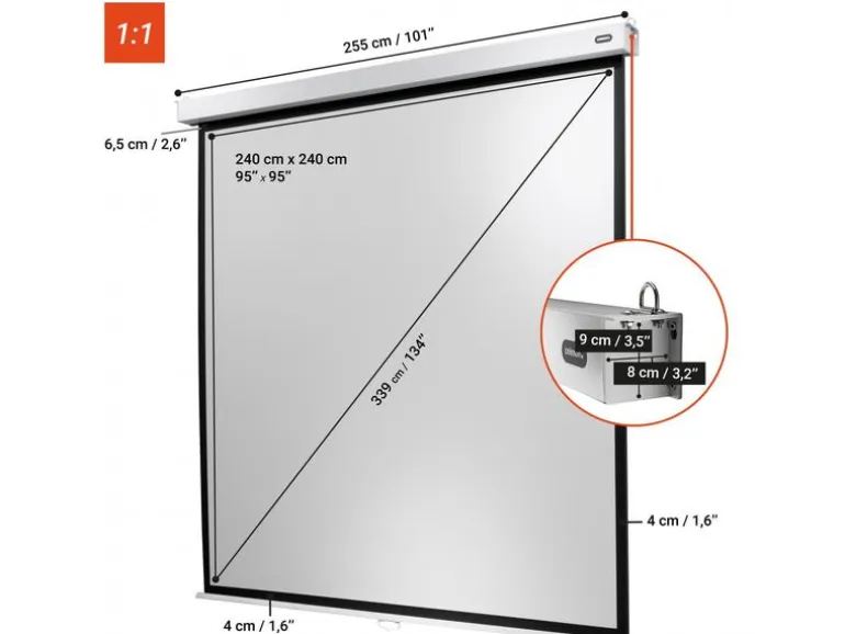 Celexon Rollo-Leinwand Professional Plus 240x240 cm 1:1
