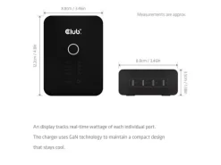 Club 3D CAC-1933 USB-C 240 W GaN 4-Port Universal Schwarz