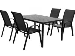 COCON Gartenmöbel‑Set Mila, 5‑teilig, Schwarz/Grau