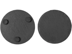 COCON Kerzenuntersetzer Ø 10 cm, Schiefer, Schwarz, 4 Stück
