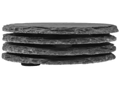 COCON Kerzenuntersetzer Ø 10 cm, Schiefer, Schwarz, 4 Stück