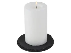 COCON Kerzenuntersetzer Ø 10 cm, Schiefer, Schwarz, 4 Stück
