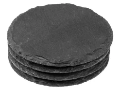 COCON Kerzenuntersetzer Ø 10 cm, Schiefer, Schwarz, 4 Stück