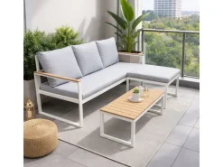 COCON Loungeset Melide, Beige/Grau/Weiss,  3 Sitzplätze