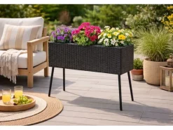 COCON Pflanzentopf 78 x 58 x H26/54 cm, 3 x 1.17 L Schwarz