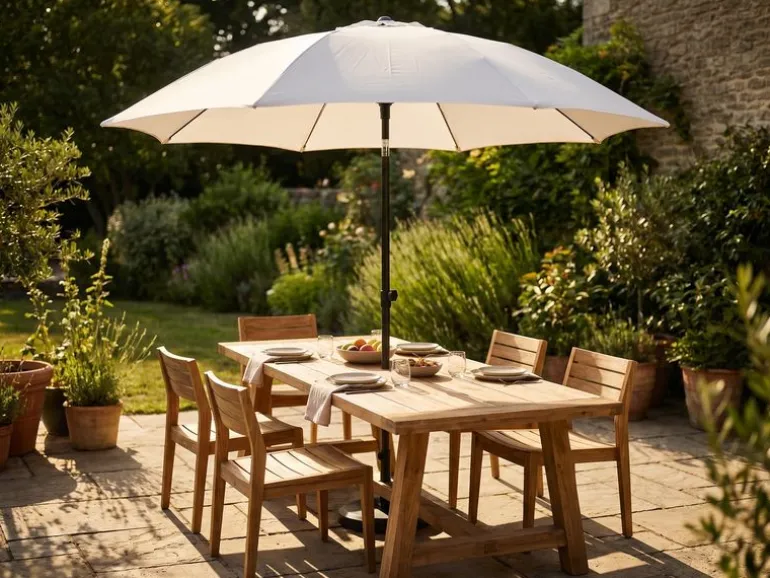 COCON Sonnenschirm TR-004, Ø 270 cm, Push-up, Nature