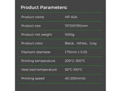 Creality Filament HP ASA, Schwarz 1.75 mm 1 kg