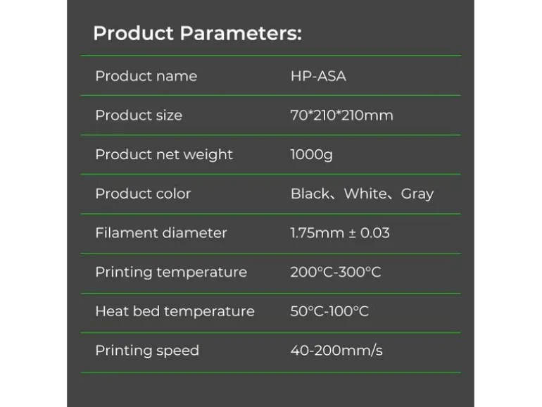 Creality Filament HP ASA, Schwarz 1.75 mm 1 kg