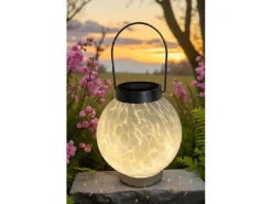 Dameco LED Solar Laterne aus Glas, Weiss