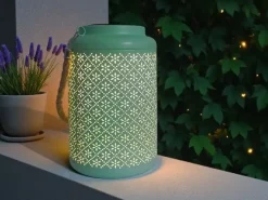 Dameco LED Solar Laterne in Grün aus Metall D15.5 cm H25.5 cm