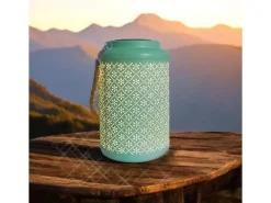 Dameco LED Solar Laterne in Grün aus Metall D15.5 cm H25.5 cm
