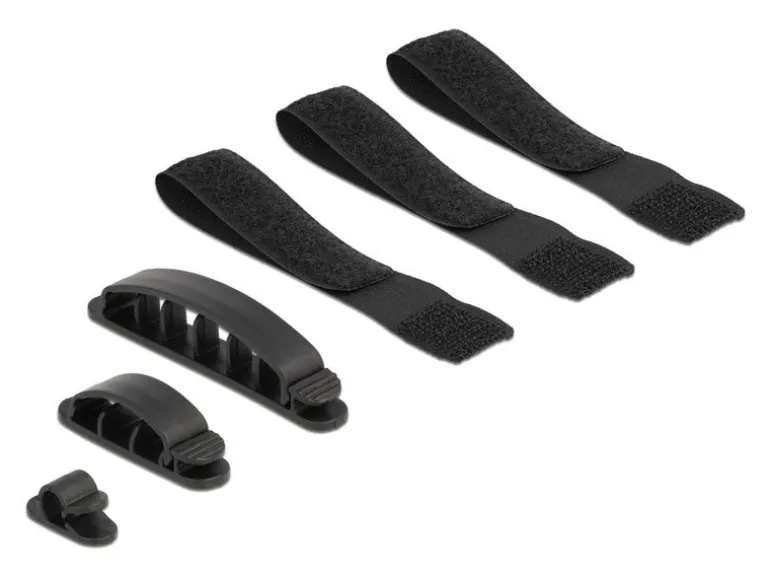 Delock Kabelhalter und Klettband Set 6 Stück