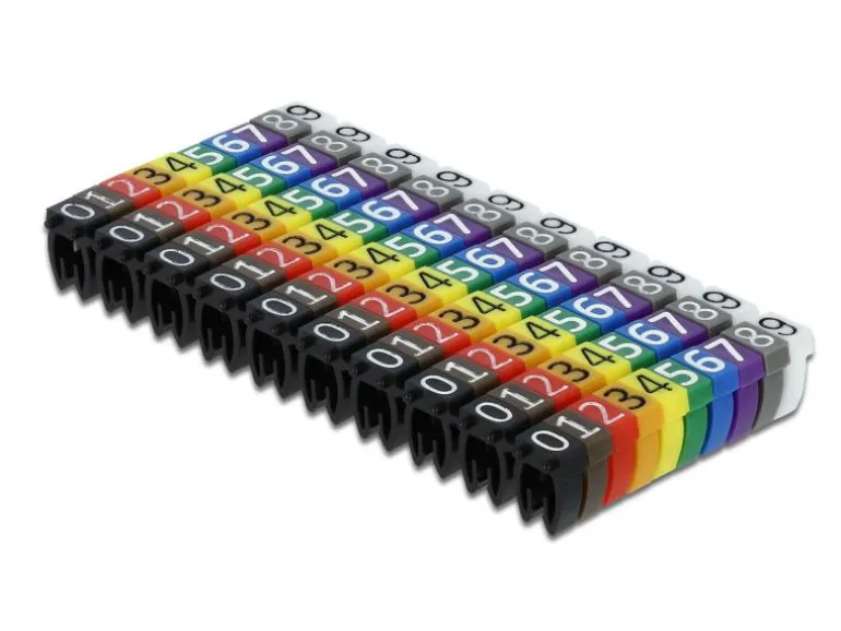Delock Kabelkennzeichnung Clips 0-9 farbig, 10x 10er Sets.