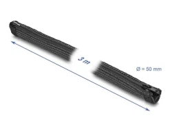 Delock Kabelschlauch 3 m x 50 mm, mit Reissverschluss, Schwarz