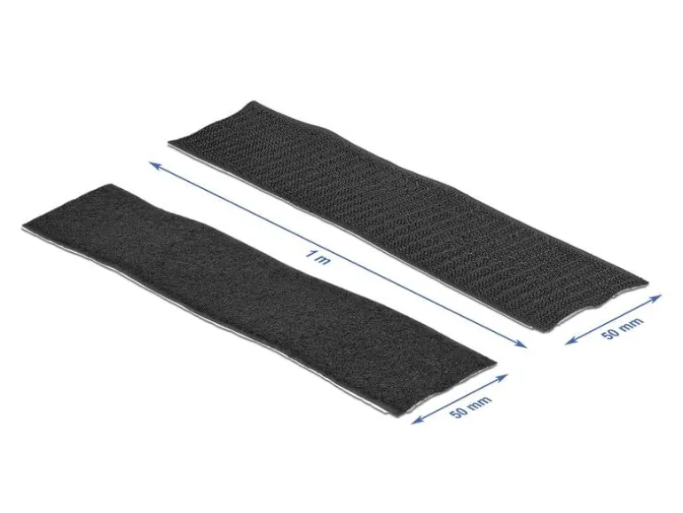 Delock Klettband-Rolle 1m x 50 mm Haft und Flauschband Schwarz