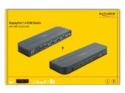 Delock KVM Switch 4 Port Displayport mit USB 3.0 und Audio 8k 30Hz