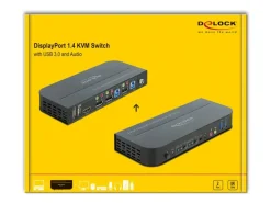 Delock KVM Switch 2 Port Displayport 1.4 mit USB3.0 & Audio 8k 30Hz