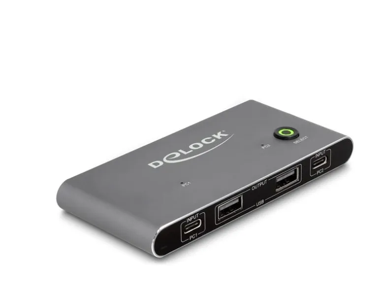 Delock KVM Switch USB-C zu DisplayPort 8K 30 Hz mit USB 2.0