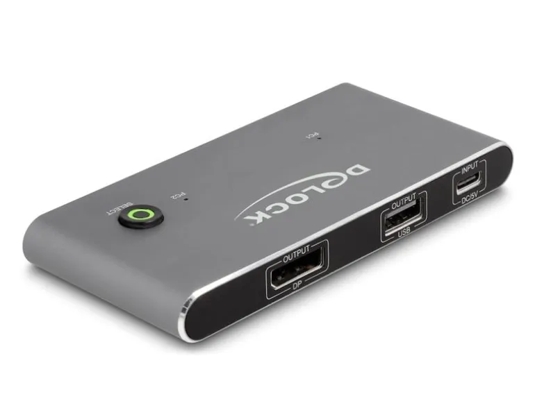 Delock KVM Switch USB-C zu DisplayPort 8K 30 Hz mit USB 2.0