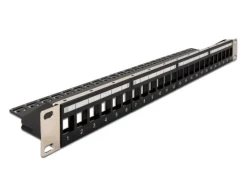 Delock Patchpanel Keystone 24 Port mit Entlastungsschiene 19" Rack