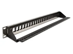 Delock Patchpanel Keystone 24 Port mit Entlastungsschiene 19