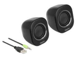 Delock PC-Lautsprecher Mini Stereo 3.5 mm Klinke, USB-Strom Schwarz