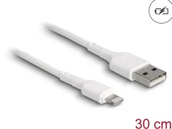 Delock USB-Ladekabel USB-A - Lightning 0.3 m, Weiss