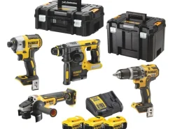 DEWALT Akku-Maschinen-Set 18 V XR mit 3x 5 Ah Akkus