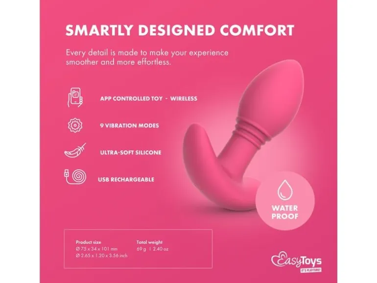 EasyConnect EasyConnect Vibrierender Analplug Axel, appgesteuert Rosa