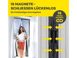 EASYmaxx Moskitonetz 100 x 210 cm Magic Klick, Schwarz