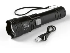 EASYmaxx Taschenlampe wiederaufladbar 3.7 V schwarz inkl. USB-Kabel