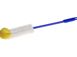 Edi Baur Flaschenbürste mit Schwammkopf, Blau/Weiss/Gelb