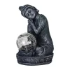 EGLO Leuchten Gartenlicht Solardekoration Buddha, 19.5 cm, Grau