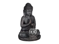EGLO Leuchten Gartenlicht Solardekoration Buddha, 27 cm, Grau