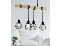EGLO Leuchten Pendelleuchte TOWNSHEND 5 schwarz exkl. E27 4x60W