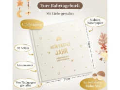 Eulentaler Babyalbum Gold Leinen, 92 Seiten