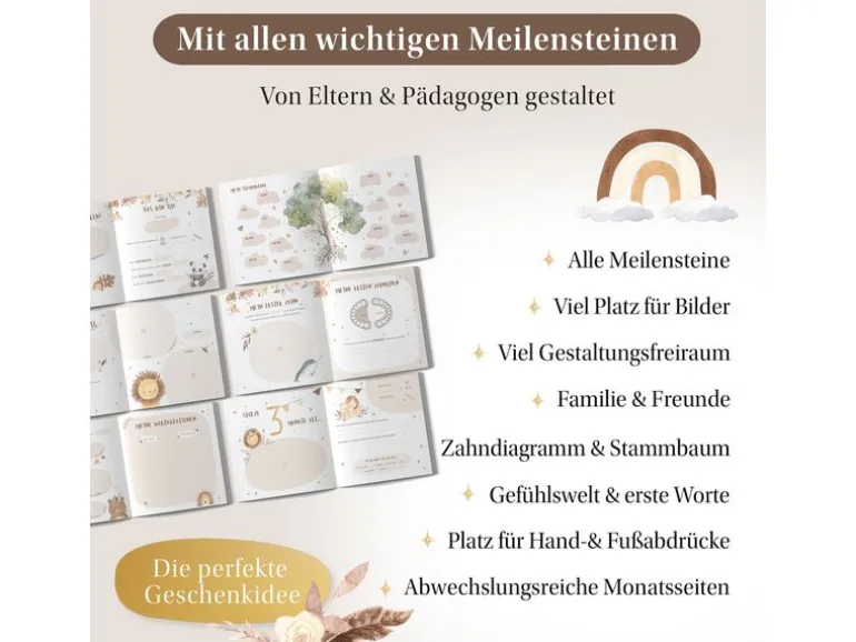 Eulentaler Babyalbum Gold Leinen, 92 Seiten