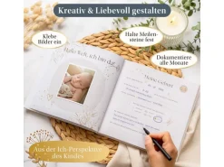 Eulentaler Babyalbum Scandi Gold Leinen, 92 Seiten